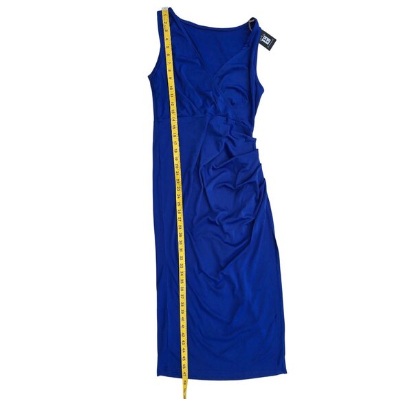 Ekaliy Womens Blue Draped Sleeveless Bodycon Dress Size L Polyester/Spandex Blen - Picture 9 of 11